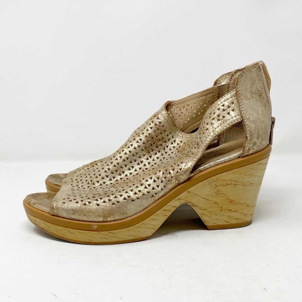 Soul Naturalizer Sandals FAYTH Gold Metallic Faux Leather Wedge Shoes Size 8 M